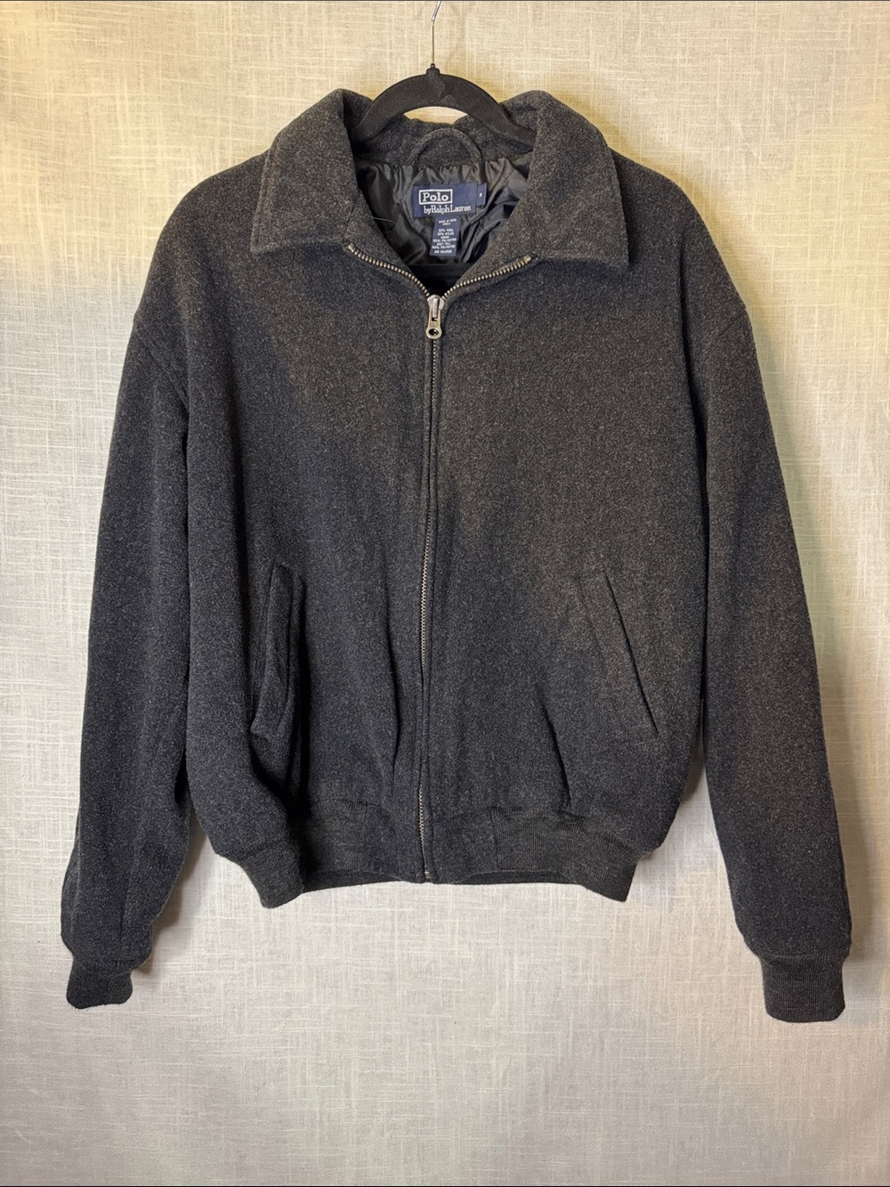 Polo by Ralph Lauren Black Zip-Up Wool Blend Jacket
